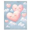 Pink Hearts On Clouds Pink Hearts On Clouds, 40X50 Cm, Gold Aluminum Frame, 230 Gsm Matte Paper