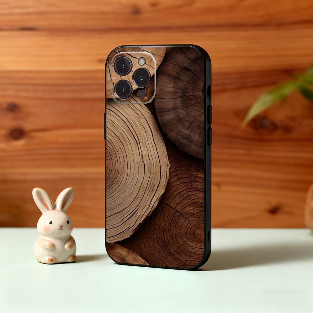 N-Натуральный W-Древесная текстура Арт Чехол для телефона Для iPhone17,16,15,14,13,12,Plus,Pro Max, 5G Другие Мягкая Черная Крышка