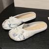 Flower Embroider Hanfu Slippers Soft Bottom Satin Sandals  Hanfu Accessories