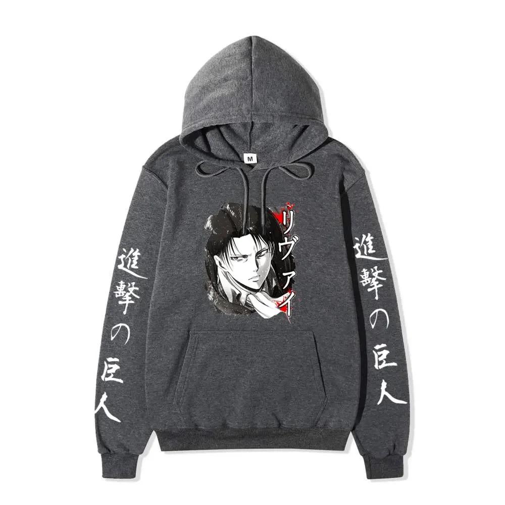 Аниме Атака Титанов АОТ Мерч Аккерман Леви Разведкорпус Принтованные Толстовки Осень Зима Свитшоты Пуловеры