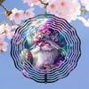 Enchanting Purple Gnome Wind Chime Outdoor Decor Rotating Kinetic Art Moonlit Garden Floral Easter Egg Design Patio Lawn Gift