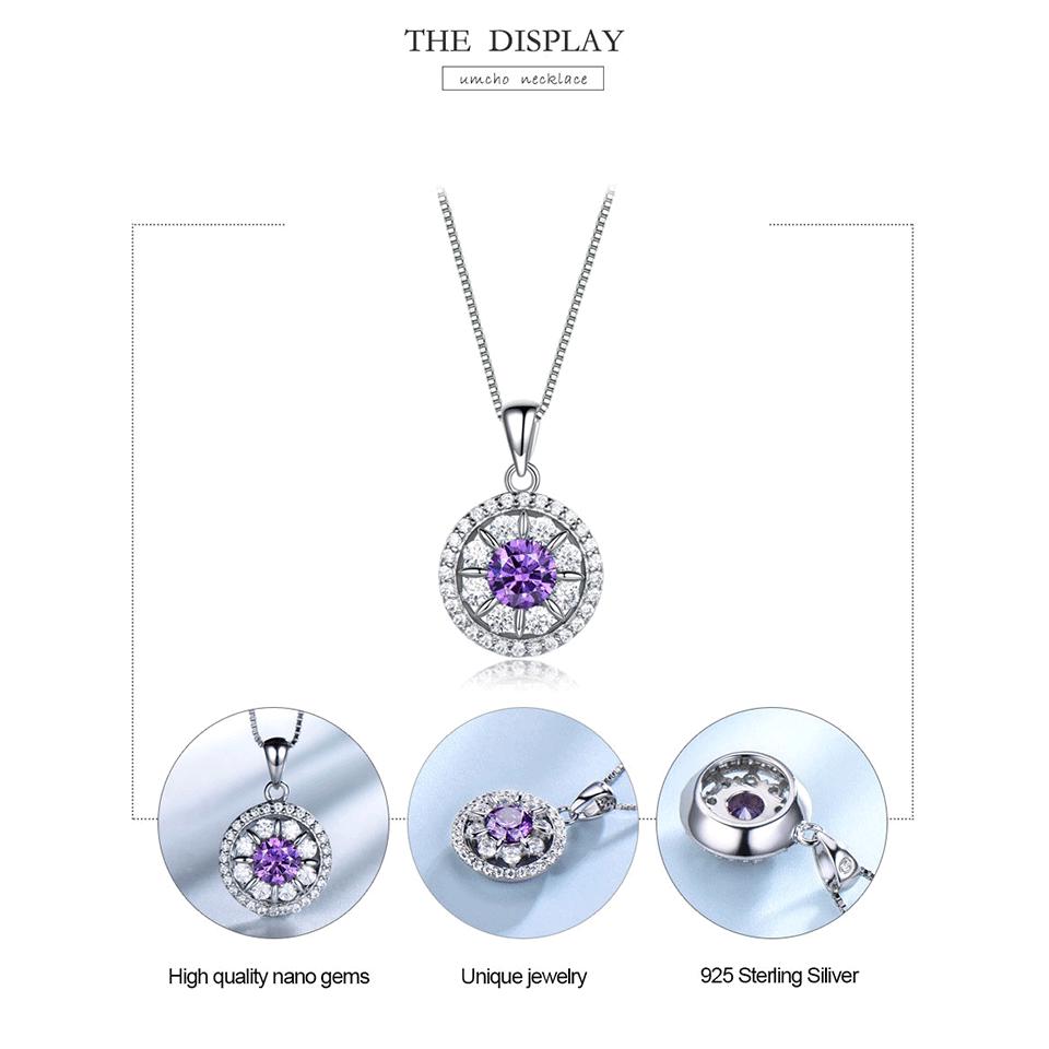 Umcho Ожерелье с подвеской из аметиста, драгоценный камень для девушки, подарок, изысканные ювелирные изделия