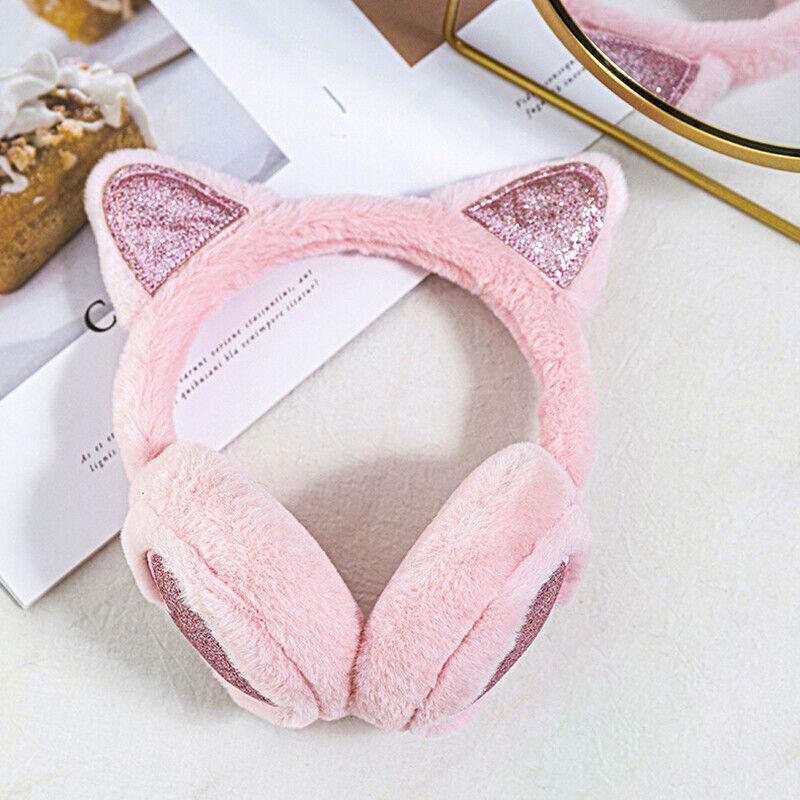 Winter Womens Kids Soft Cat Earmuffs Ladies Girls Plush Earflap Warmer Ear Muffs