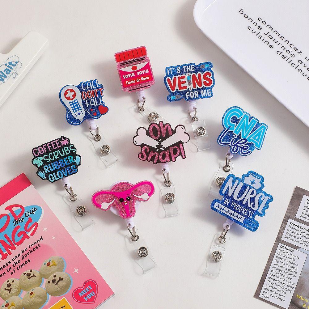 Alligator Clip Retractable Badge Reel Simplicity Nurse ID Holder Easy To Pull Buckle  Hospital Use