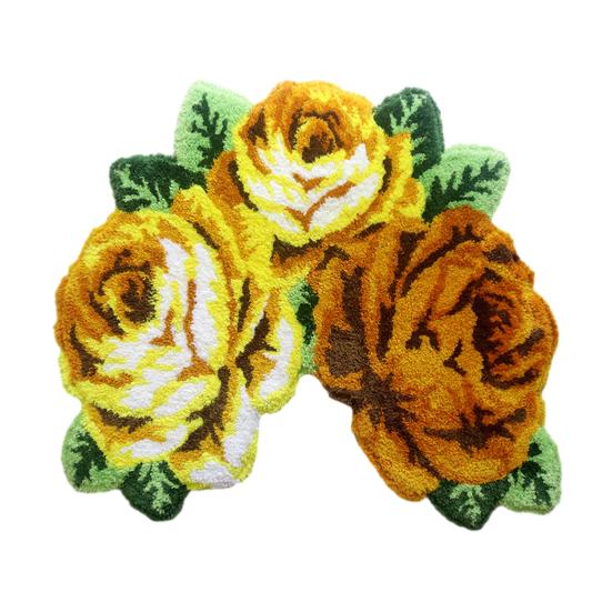 Плюшевый коврик для пола Быстросохнущая нескользящая основа Ковер в форме цветка розы Легко чистить Декоративный для гостиной