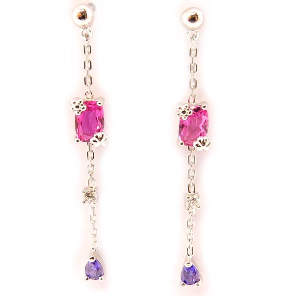 Altesse [L4561] - Серебряные серьги "Скарлетт" розово-фиолетовые.