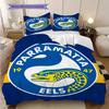 Комплект постельного белья с узором Parramatta Eels Одеяло Постельное белье Наволочка Домашний Декор Подарок на День Рождения (1 пододеяльник + 2 наволочки, без наполнителя)