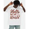 Европейские размеры 'Hello World' Футболка Мужская Футболка Белая Короткий Рукав Подарки Всесезонный Фитнес Топ, Стильный и Спортивный Вид, Прочная Одежда для Активного Отдыха на Лето Повседневная