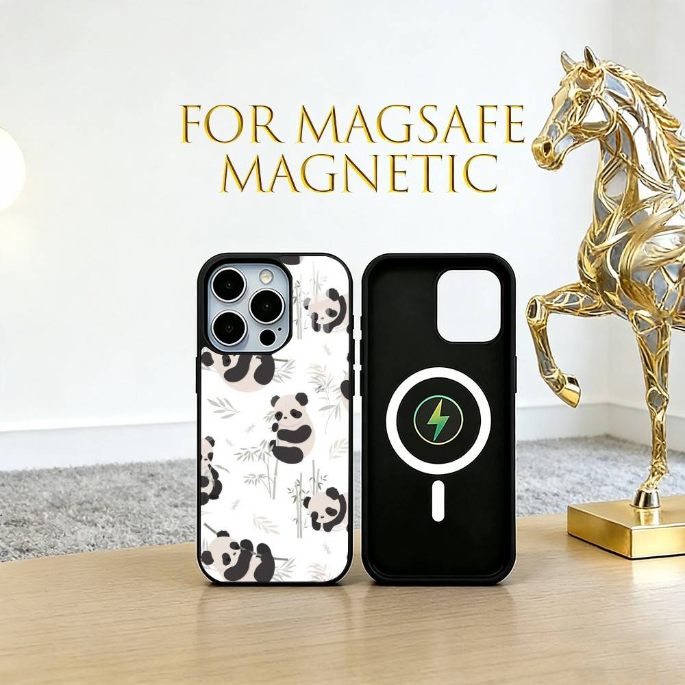 Chibi Panda Phone Case For iPhone17,16,15,14,13,12,11 Plus,Pro Magnetic For Magsafe Wireless Charging