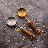4Pcs Stainless Steel Coffee Measuring Spoon Wooden Handle Baking Tool  Ice Cream Sugar Salt Spice
