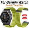 QuickFit 22мм 26мм Ремешок для часов Fenix 8 для Garmin Fenix E 8 47мм 51мм 7 7X 6 6X/Epix Pro/Enduro 3 Спортивный нейлоновый ремешок Браслет