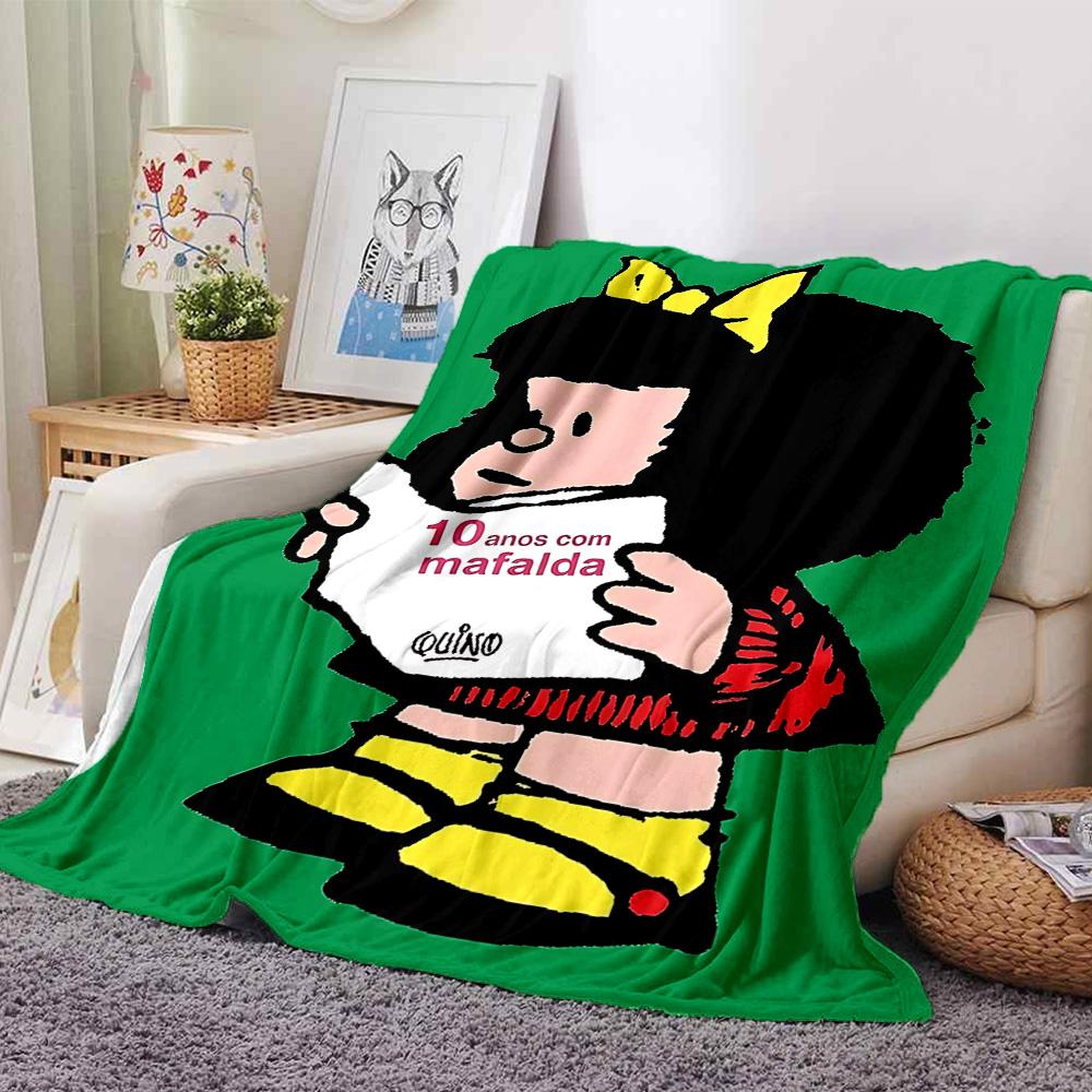 1pc Mafaldas Joyful Adventure flannel Blanket for Super Soft Cute Comfort Blanket for Travel Bedding Couch Sofa Blanket Y73013