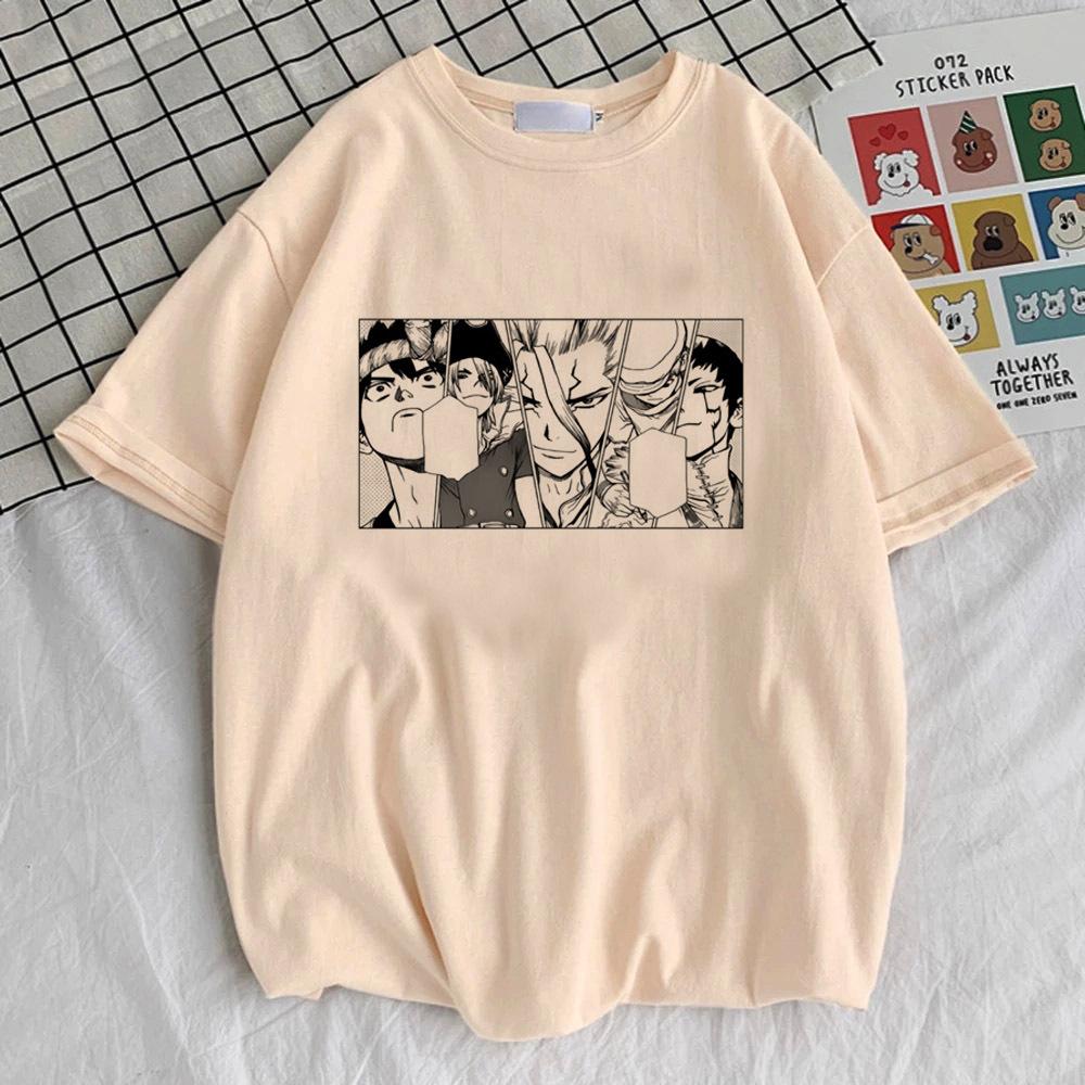 Dr Stone топ подросток 2000-е Модный эстетика Цветное аниме Женская футболка Пастельный Винтаж Гранж Психоделический Классический харадзюку