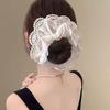 AWAYTR New White Hair Scrunchie Korean Elegant Elastic Hair Bands Sweet Fluffy Large Intestine Hair Accessories for Women Girls