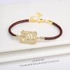 Personalized Square Geometric Star Zirconia Leather Braided Adjustable Bracelet Temperament for Women Party Jewelry Couple Gift