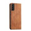 Samsung Galaxy S23+ Magnetic Wallet Case with Stand - Brown Leather Flip Cover by Hurtel