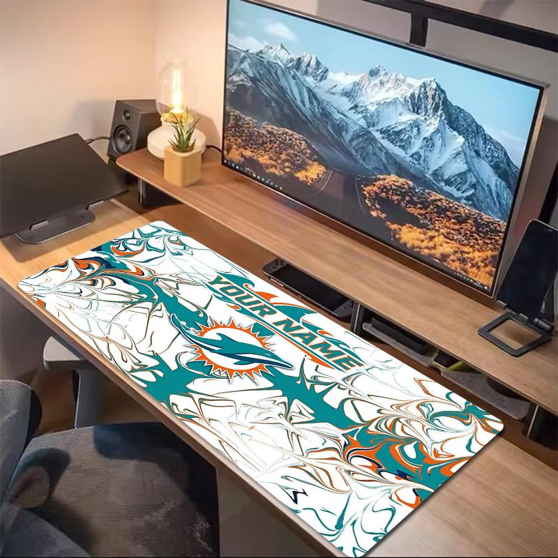 Miami Dolphins Print Cushion Non-slip Laptop Tablet Big Mousepad XXL Mat Mini PC Playmat With Lock edge