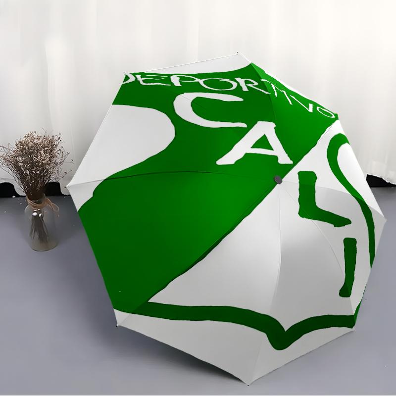 Printed Deportivo Cali LOGO Folding Umbrella,Outdoor,Leisure,And Travel Umbrella,Durable Umbrella Fabric,Birthday And Holiday Gift