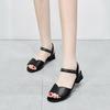 Сандалии на плоской подошве женские летние новые с открытым носком пустые сандалии на одно слово первый слой коровьей кожи с буквенным принтом повседневные сандалии
