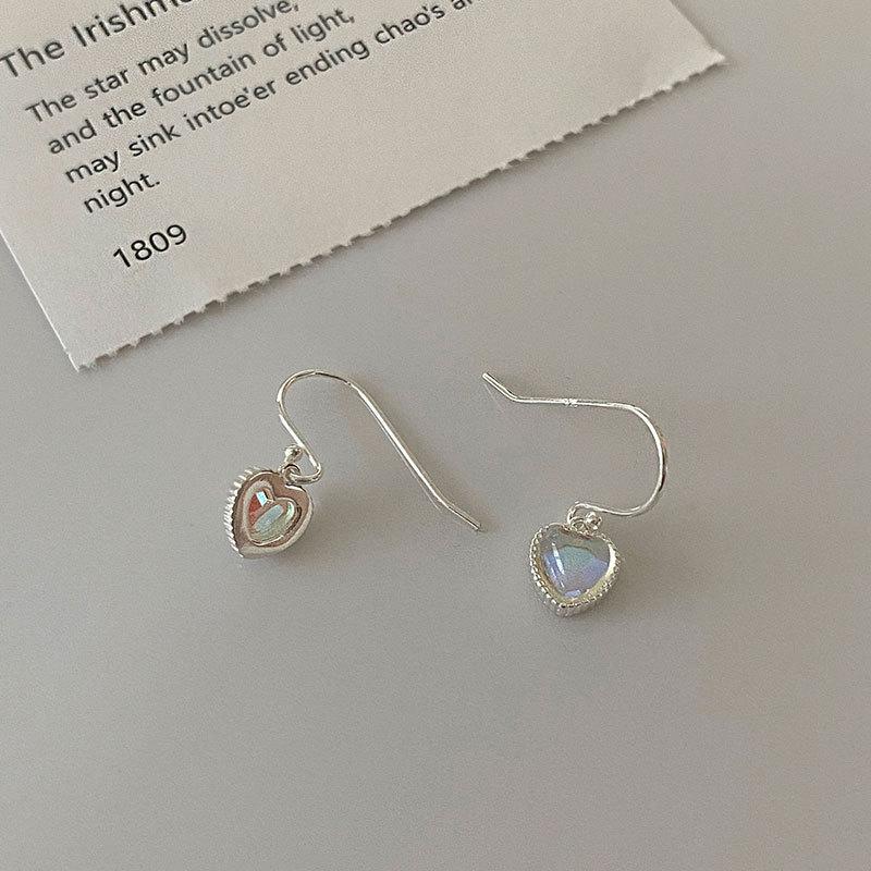 Серьги-крючки Aurora Colorful Moonstone Love, женственный темперамент, персиковое сердце, чувство моды