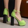 Fashion Summer Super High-heeled Sandals Women Platform Thick Heels Sexy Fish Mouth T-Band Strap Buckle Fashion Shows Party Shoes Ladies
