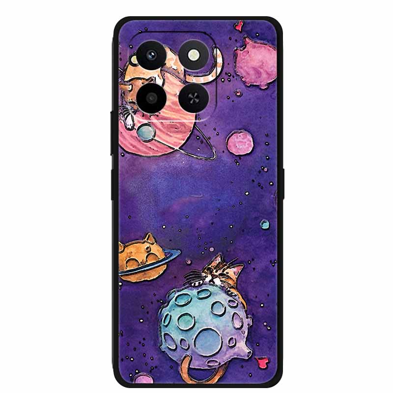3D Emboss Case For Honor Play 10T 400 Smart 4G 5G Relief Flower Back Cover Black TPU Silicone Soft Case For Honor X7d 4G 5G Para