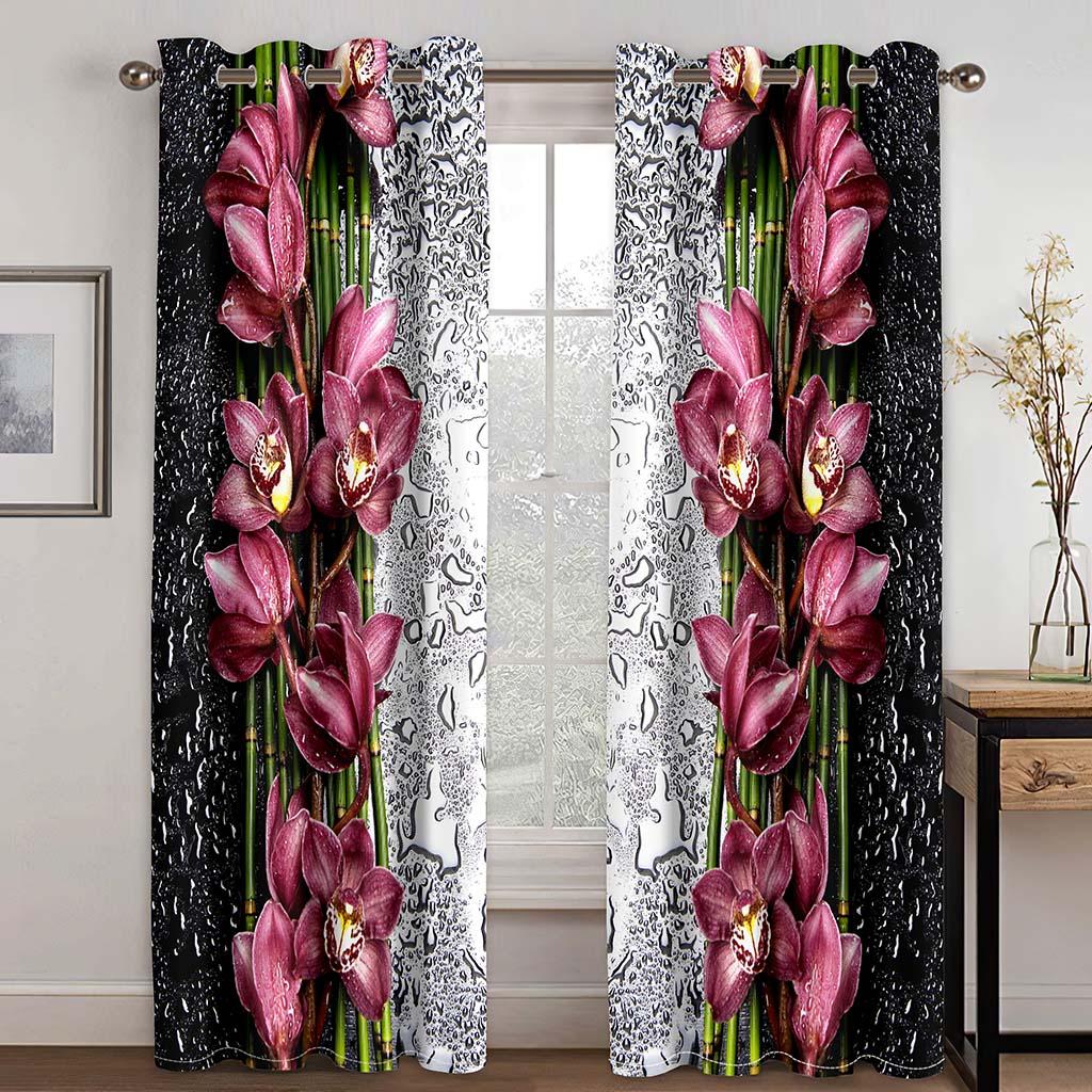 Современные шторы с цветочным узором для мальчиков, 3D-принт, занавески на окна ко Дню матери, спальня, гостиная, люверсы, верхний крючок