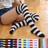 Casual Knitted Cotton Warm Stripe Stockings Over Knee Thigh High Long Socks