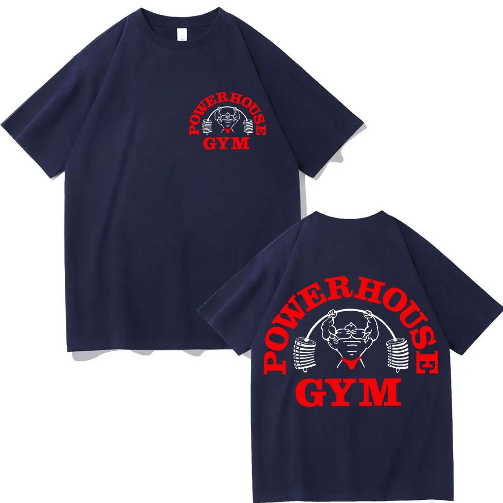 Футболка Powerhouse Gym с двусторонним принтом Модный тренд уличной моды Футболки с коротким рукавом Мужские Женские Повседневные Свободные Хлопковые Футболки