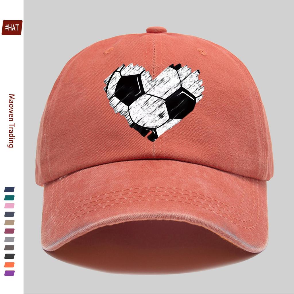 pc Vibrant and Beautiful HeartShaped Soccer Print Baseball Cap Printed Design Casual Hat for Sports Enthusiasts Comfortable