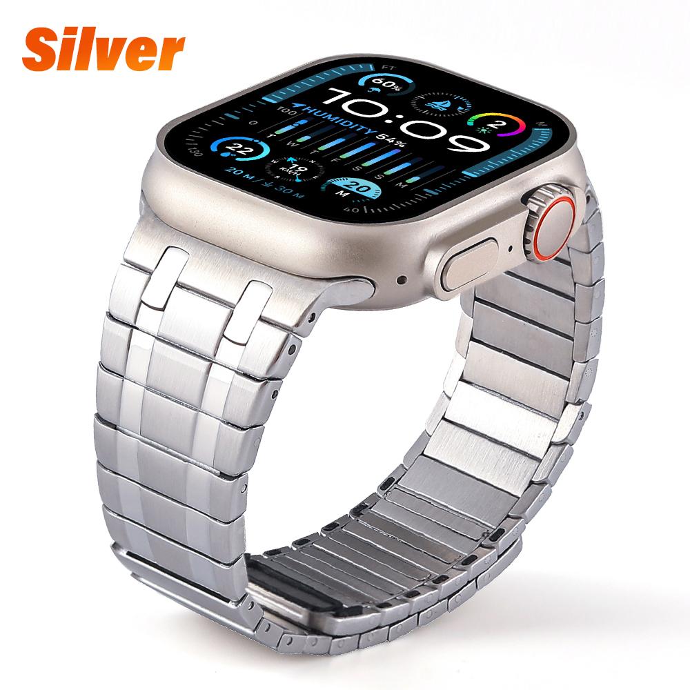 Магнитный ремешок из нержавеющей стали для Apple Watch Ultra 2/1 49 мм 10 9 8 7 45 мм 46 мм Роскошный мужской ремешок для IWatch Series 6 5 4 Se 44 мм