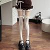 Women Lace Black White Ruffle Long Socks Women Girls Sweet Stockings JK Lolita Nylon Lace Leggings Over The Knee Bowknot Hosiery
