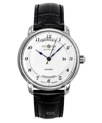 Фридрихсхафен Черный кожаный ремешок Серебристый циферблат Автоматический 85624 Мужские часы