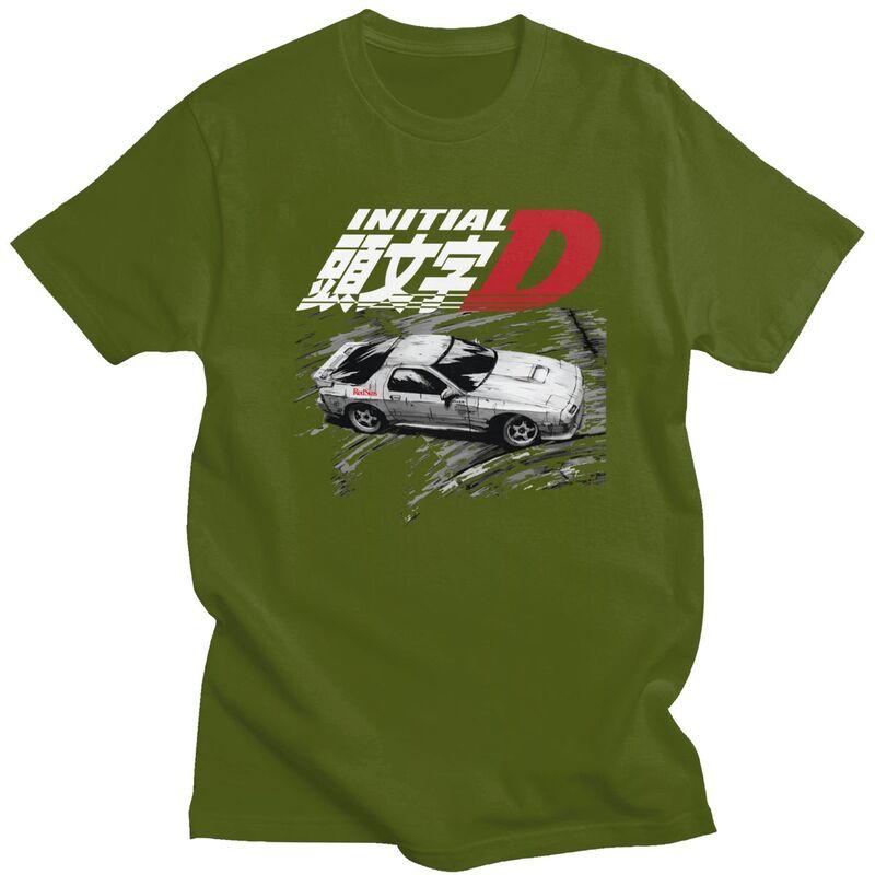 Мужские футболки Initial D на заказ Аниме Чистый хлопок Футболка Футболка с коротким рукавом
