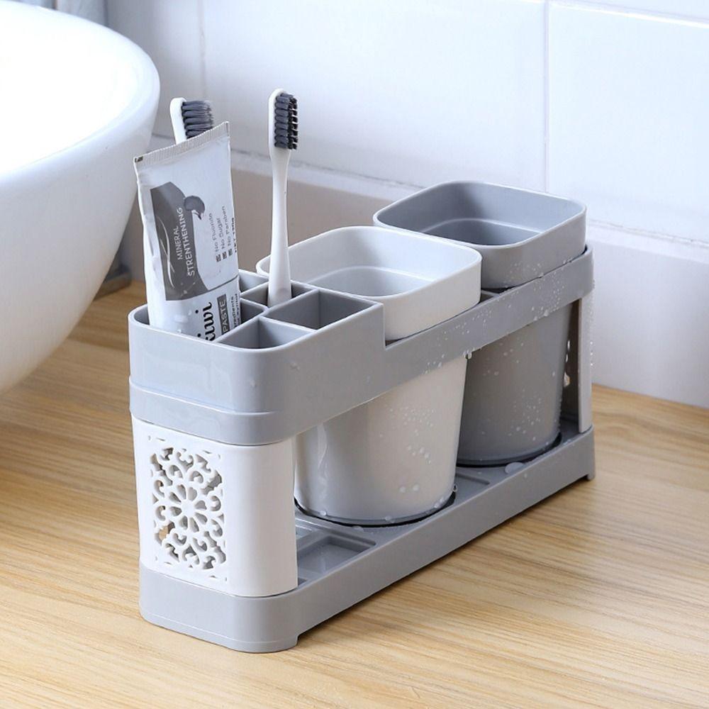 Главная Стоматологический держатель для ванной комнаты Органайзер для держателя Набор стаканов для ополаскивания полости рта Стакан для мытья Держатель зубной щетки