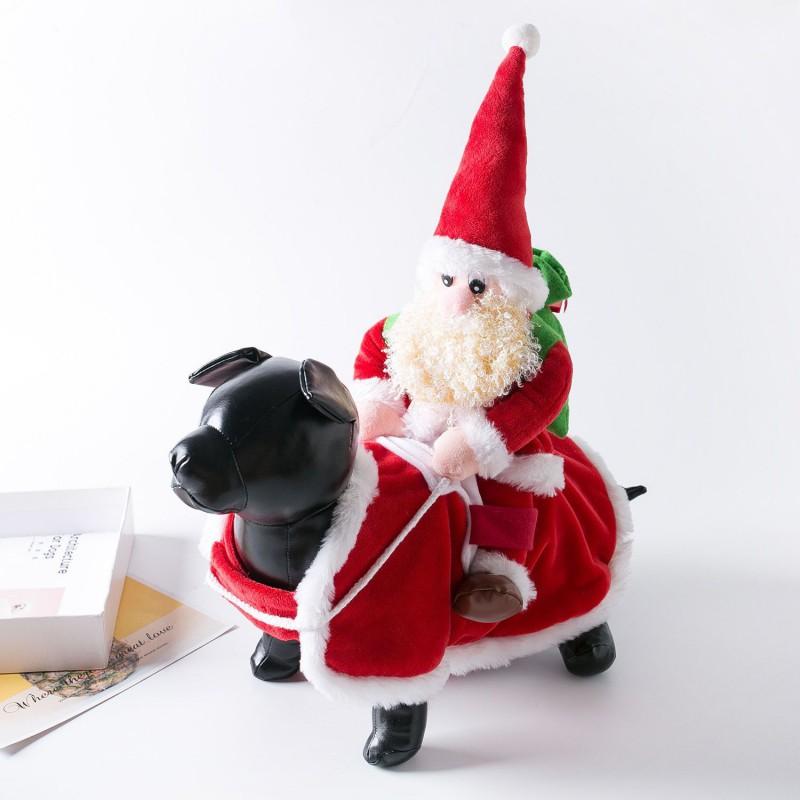 Festive Christmas Dog Costume Santa Outfit With Beard Small To Large Breeds Standing Pose Fun Pet Apparel