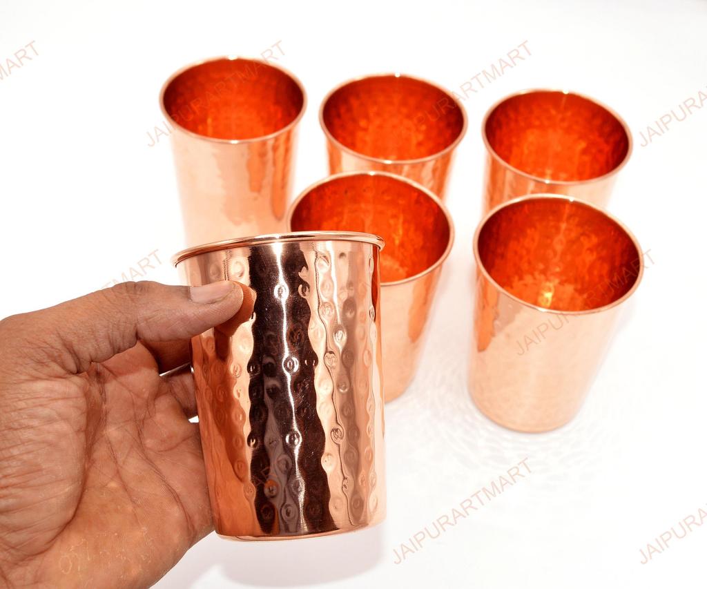 Медный кованый стакан для воды для питья Набор из 6 штук