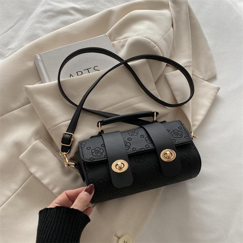 Зимняя Новая Модная Сумка Кроссбоди Тисненая Текстура Сумка Через Плечо Нишевая Ретро Цилиндрическая Сумка Тоут Кошелек Для Женщин KTY