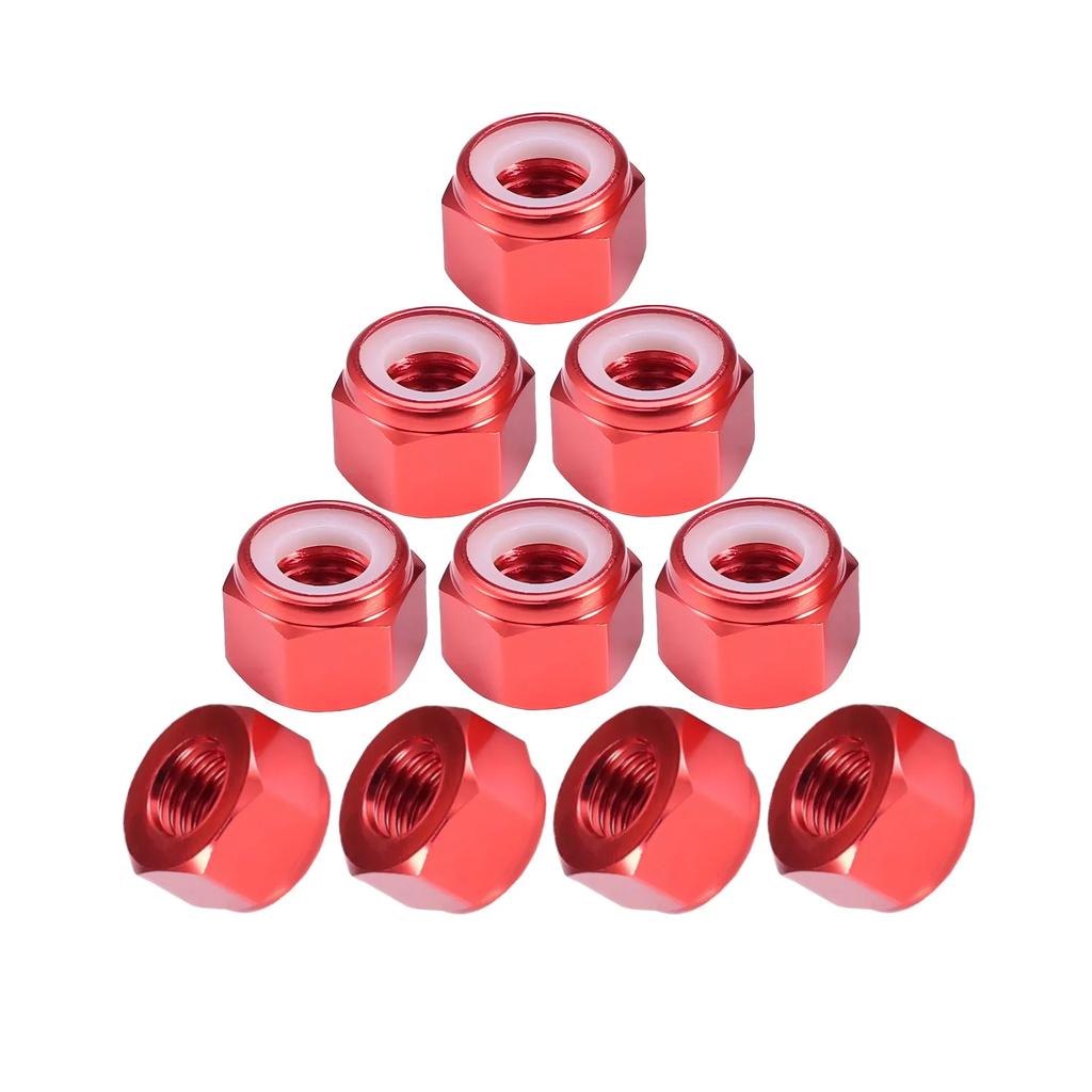 10 шт. Шестигранные стопорные гайки M2-M5 с нейлоновой вставкой, Алюминиевые гайки 6061 с антивибрацией для дронов, автомобильной и электронной промышленности