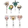 Sea Turtle Butterfly Card Retractable Badge Reel with Diamond Decor Staff Nurse Work Card Clip Lanyard Pass Access Bus Card Clip
