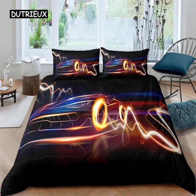 Набор пододеяльников для спортивных автомобилей, размер королевы, крутой гоночный пододеяльник, комплект постельного белья для экстремальных видов спорта для мальчиков, подростков, мужской декор комнаты