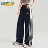 Женские оверсайз-Y2K Осенние повседневные спортивные мешковатые широкие спортивные брюки Корейские мужские брюки Полосатые спортивные штаны Брюки Спортивные костюмы Techwear