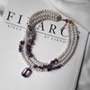 Фиолетовое хрустальное ожерелье темперамент геометрический квадратный кулон легкая роскошь высокое чувство имитация жемчуга галька цепочка на шею