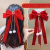 Headwear Red Bow Hairpin Red Shiny Velvet Hairpins Hair Accessories Children's Hair Accessories