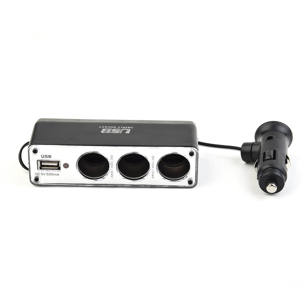 Автомобильный прикуриватель с несколькими розетками, тройной разветвитель, USB-порт, зарядное устройство, адаптер с вилкой прикуривателя для транспортных средств 12 В-24 В