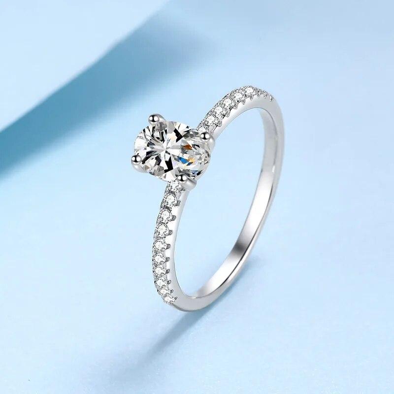 Серебро S925 Муассанит D Цвет 2CT Овальные Высококачественные Кольца Обручальное Кольцо Супер Блестящие Ювелирные Изделия С Бриллиантами Для Женщин Кольцо