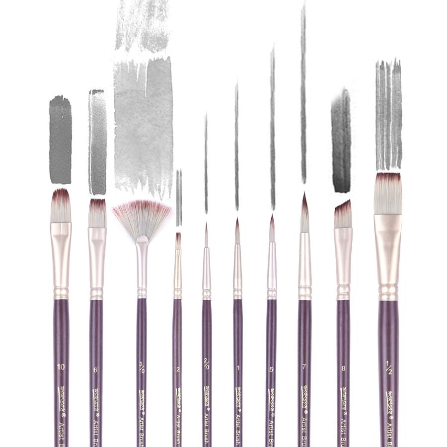 Набор из 10 художественных кистей, набор кистей для рисования, великолепный для холста, акварели и ткани, акриловой живописи для детей и взрослых