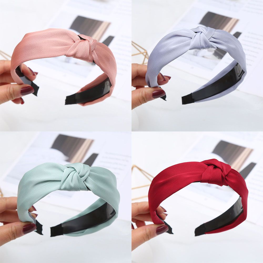 Модный однотонный широкий боковой головной убор обруч для волос повязка на голову для женщин и девочек