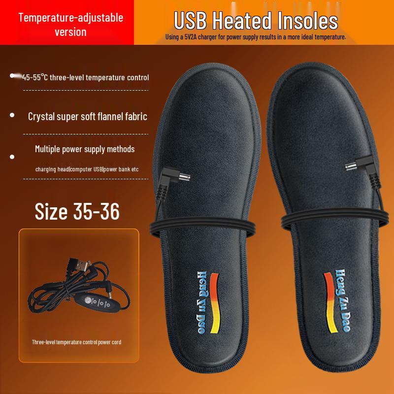Стельки с USB-подогревом: Самонагревающиеся электрические стельки для мужчин и женщин – Постоянная температура для зимнего комфорта.