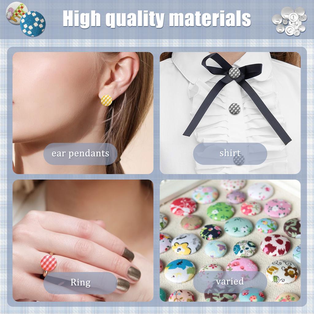 100Pcs Snap Fasteners Kit Metal Snap Buttons 5 Different Size Cover Buttons with 5 In 1 Button Tool for Clothing Craft DIY Cover
